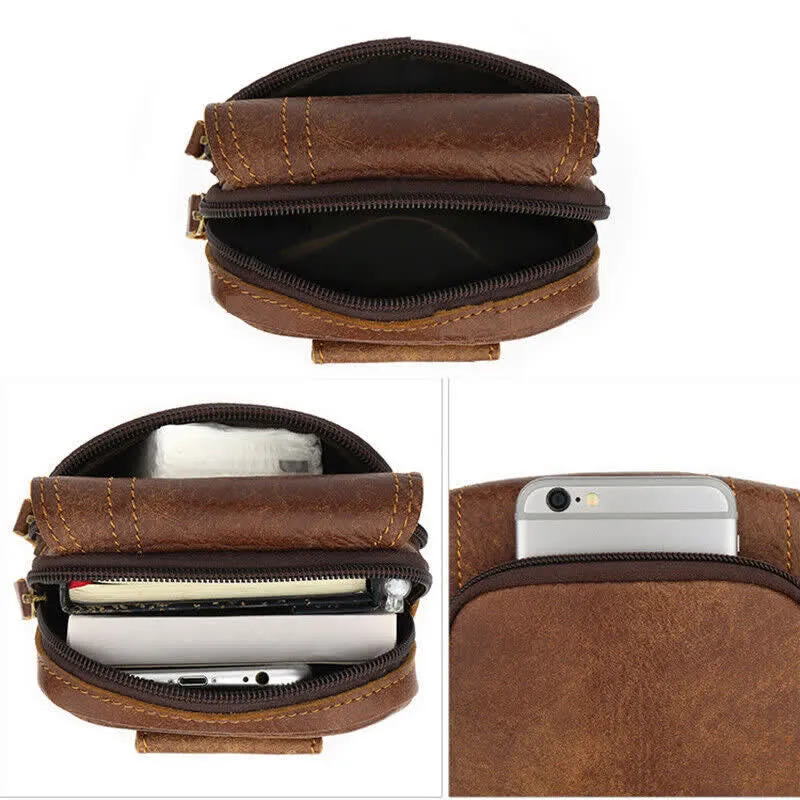 Travel Zipper Magnetic Snap Nubuck Leather Belt Bag