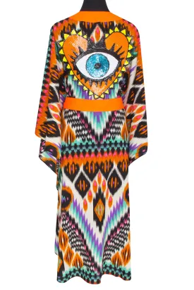 Tribal – Orange Apache Kimono Evil Eye (Neon Orange)