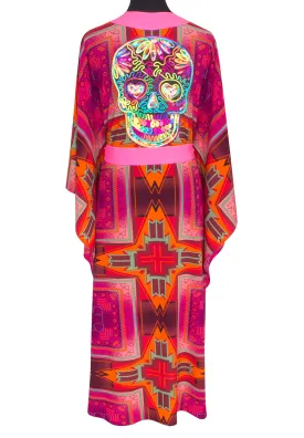 Tribal - Pink Kimono Skull (Neon Pink)