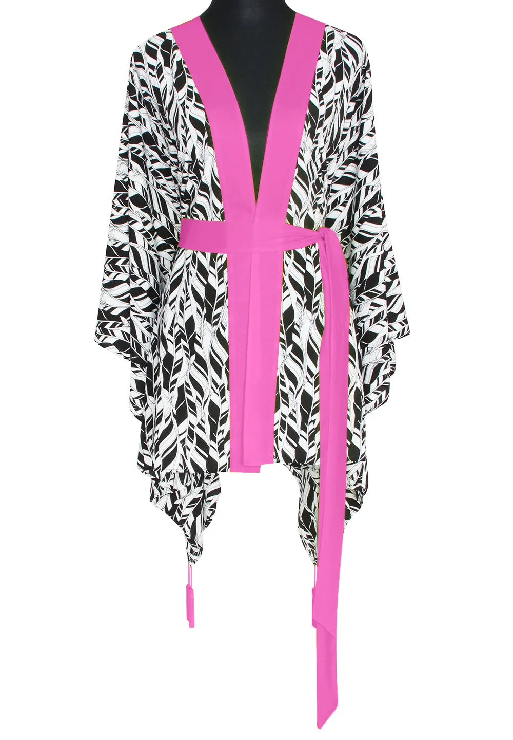 Tulum – Feathers Kimono (Neon Pink)