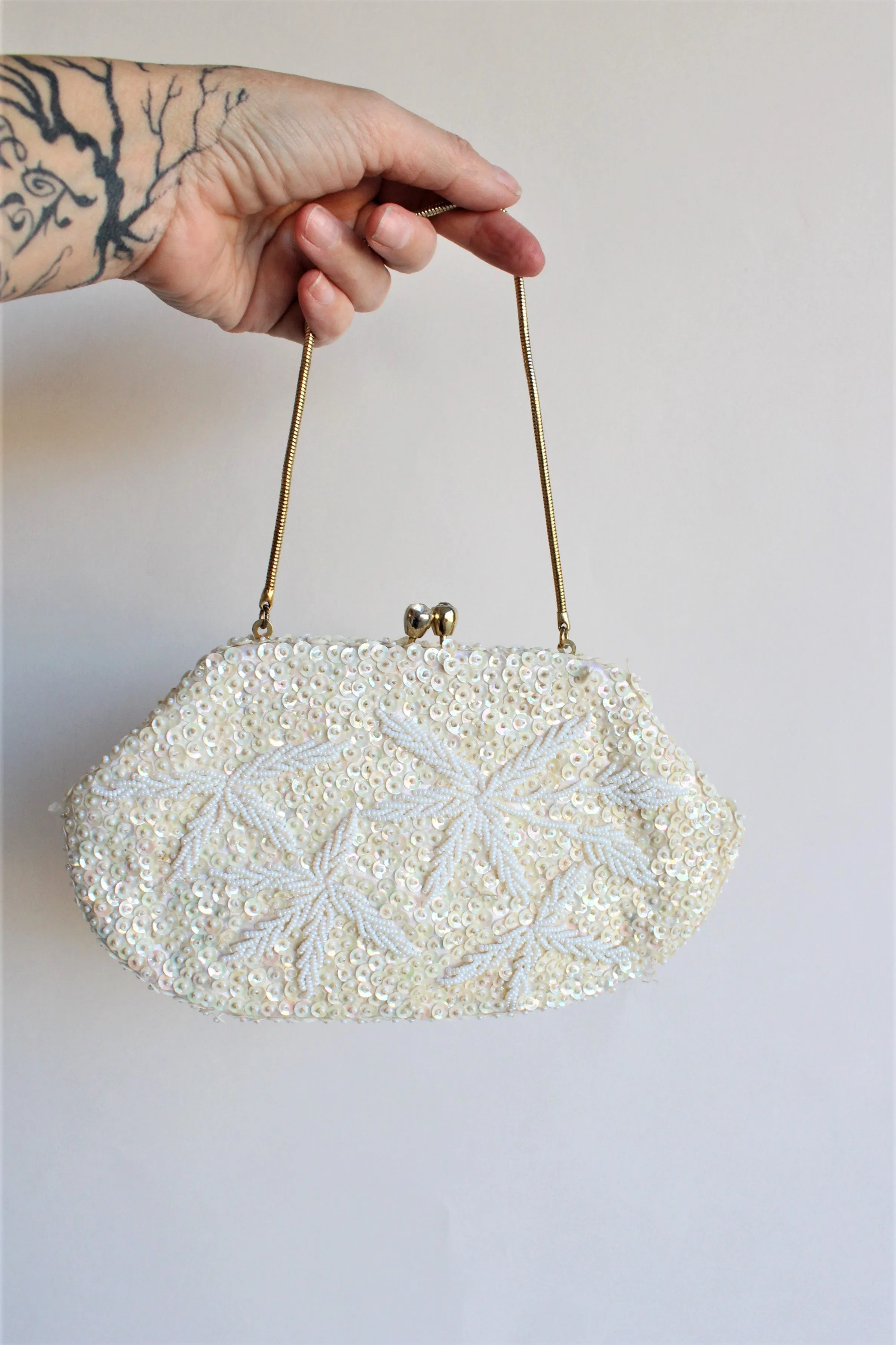 Vintage 1960s Beaded and Sequined Clutch Bag