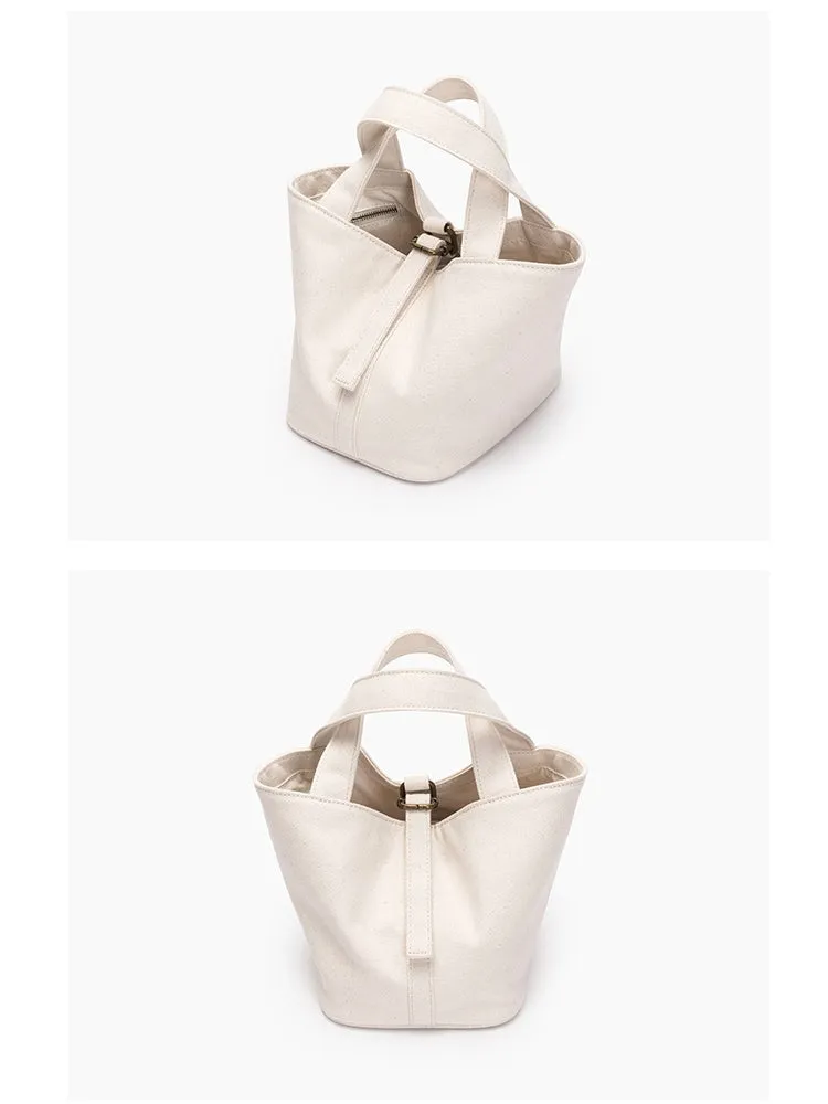 Women's Small Cotton Canvas Bucket Bag Thick Canvas Bag