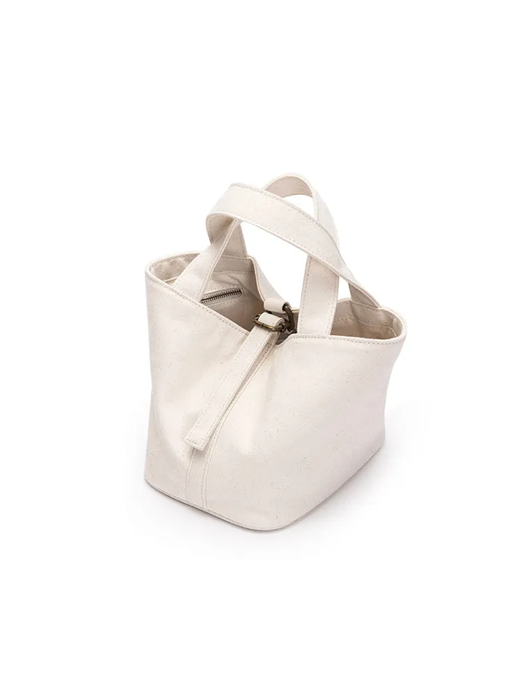 Women's Small Cotton Canvas Bucket Bag Thick Canvas Bag