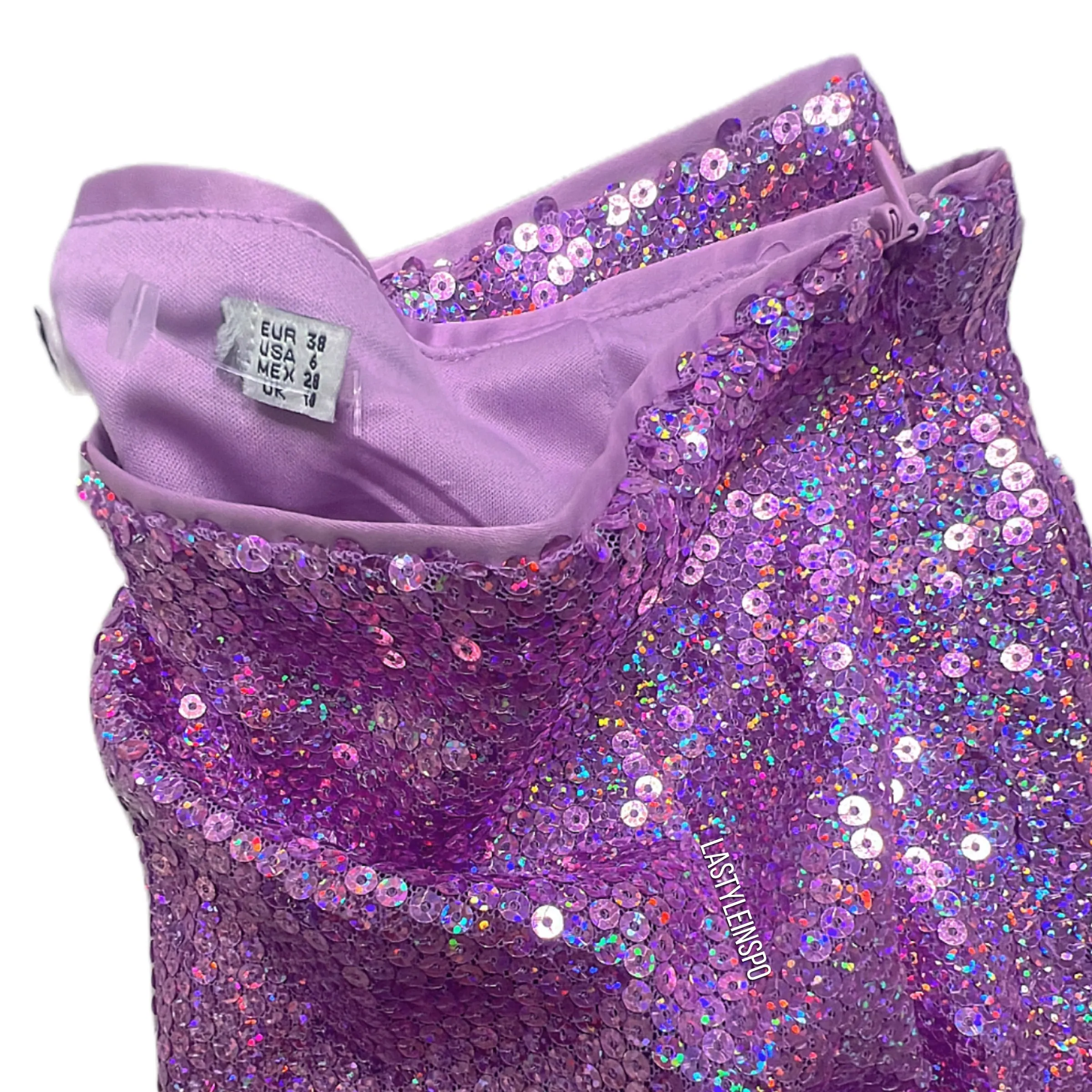 ZARA Disco Mini Glitter Purple Pink Sequined Size 6